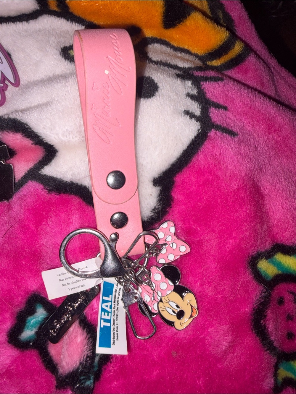 Disney Parks Pink Minnie Mouse Wrist Keychain Bag Charm NWT